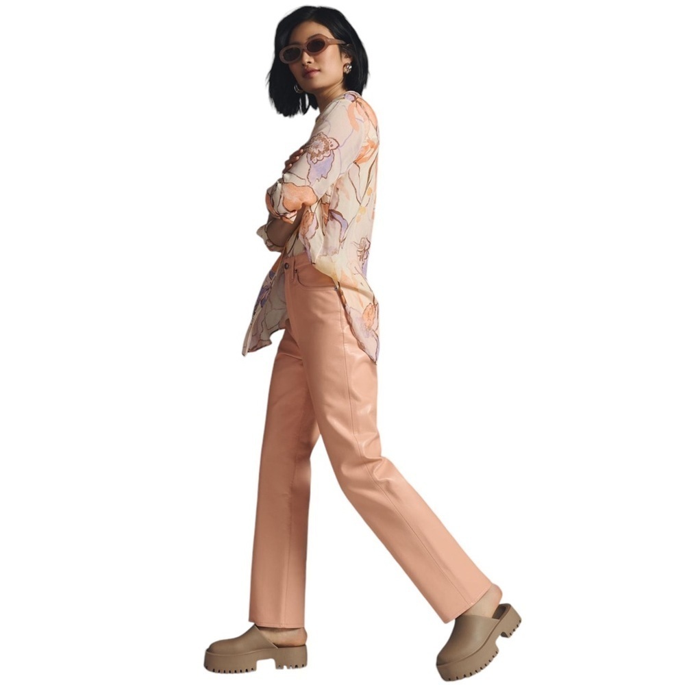 AGOLDE 'NWT 90s Pinch Waist Leather Pants in Lipgloss Sz 29